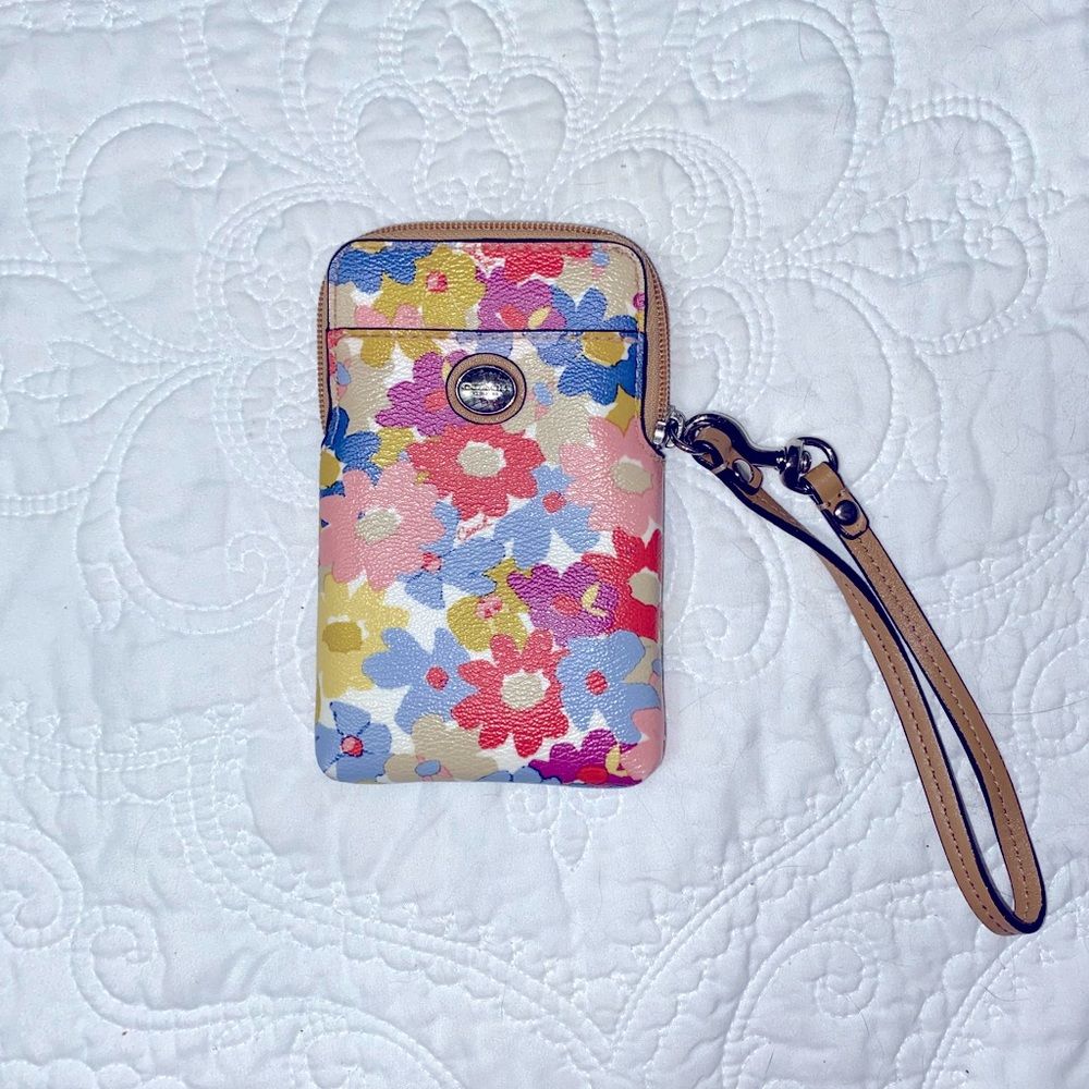 Coach floral wristlet
